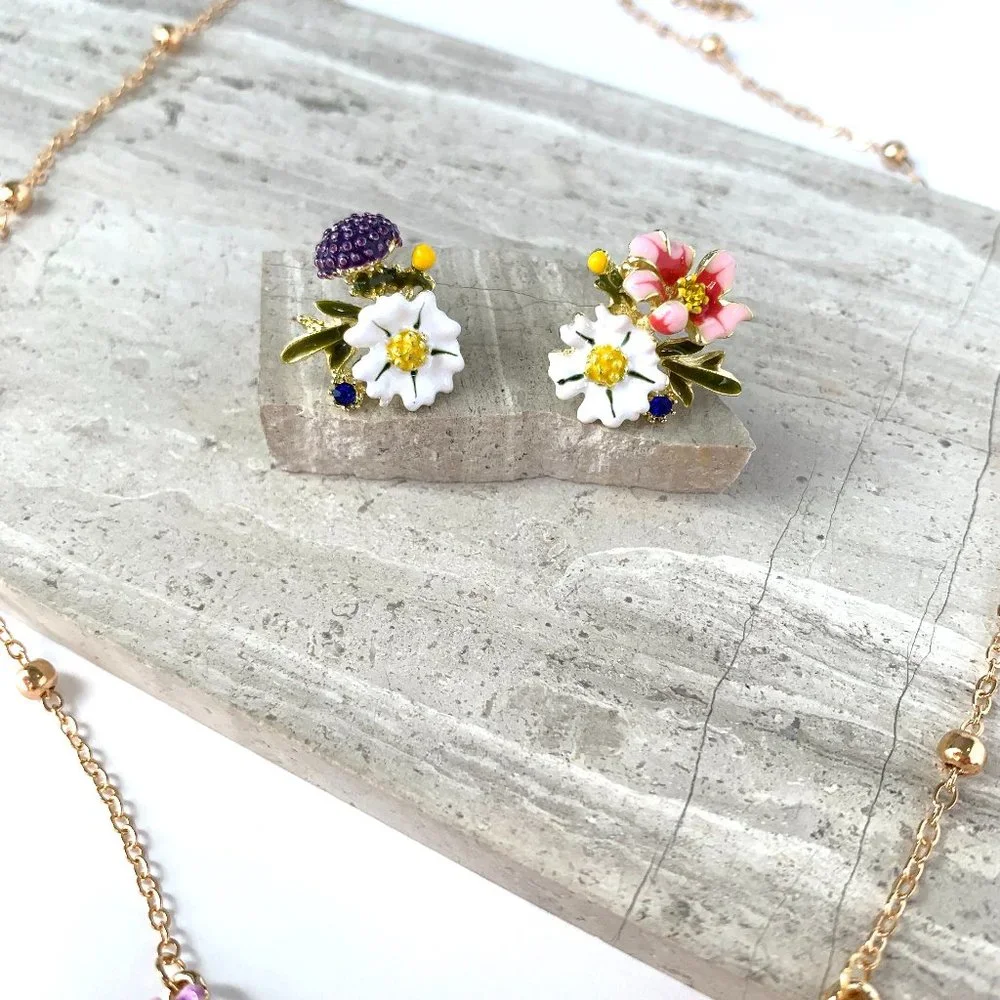 NEW~ Anthropologie Ornamental Floral Earrings - Picture 7 of 10